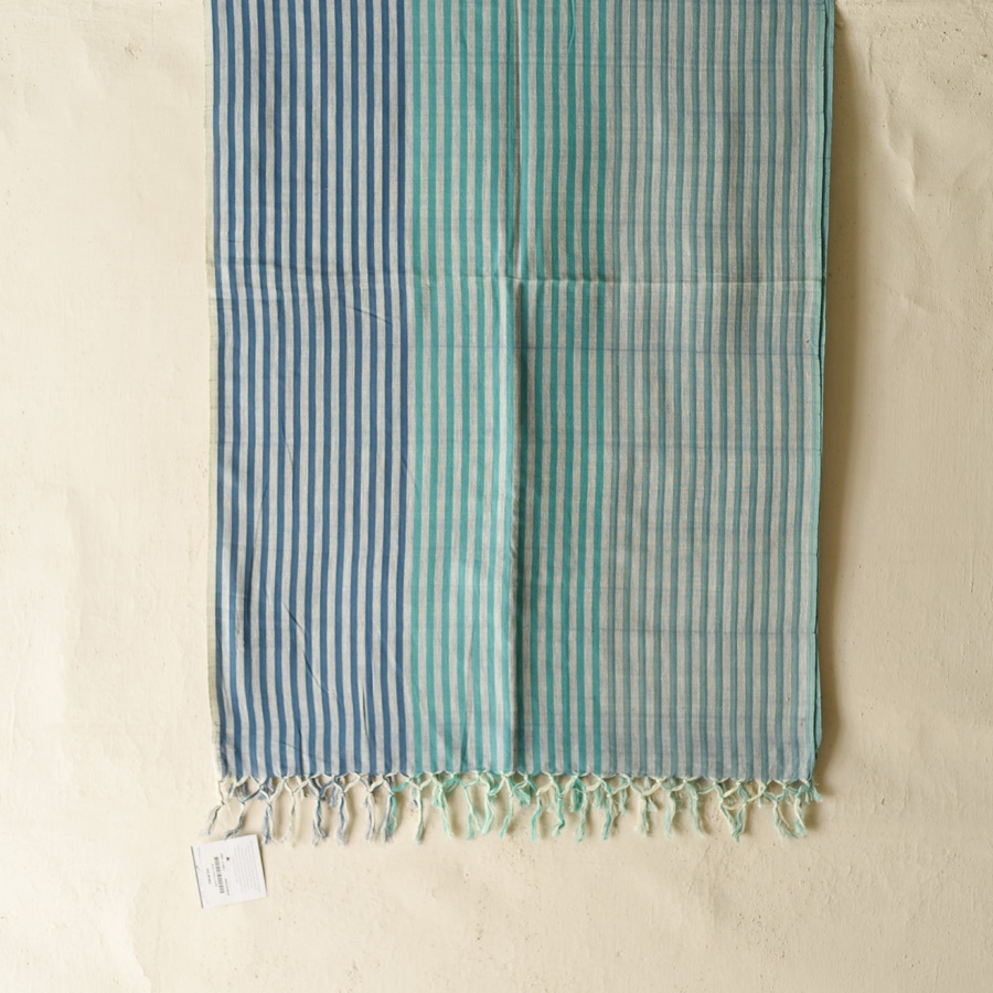 Buy Himalayan Handloom Cotton Stole Blue Stipes