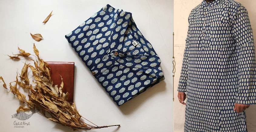 Advay : अद्वय  | Ajrakh printed - Cotton long kurta - 8