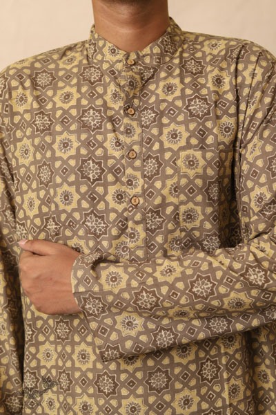 Advay : अद्वय  | Ajrakh printed - Cotton long kurta - 5