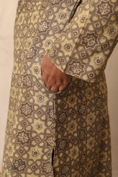 Advay : अद्वय  | Ajrakh printed - Cotton long kurta - 5