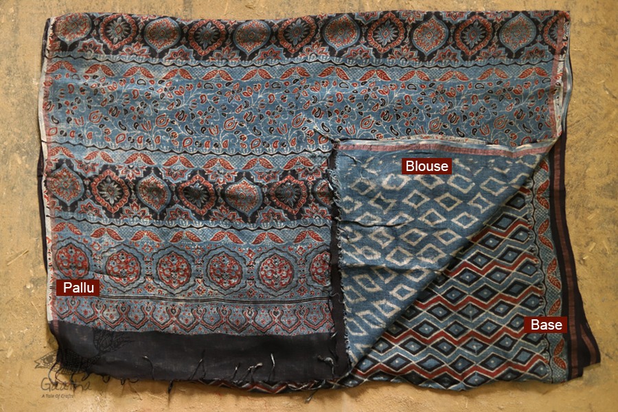 फ़लक ✽ Ajrakh Linen Saree ~ 13