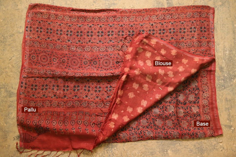 फ़लक ✽ Ajrakh Linen Saree ~ 24