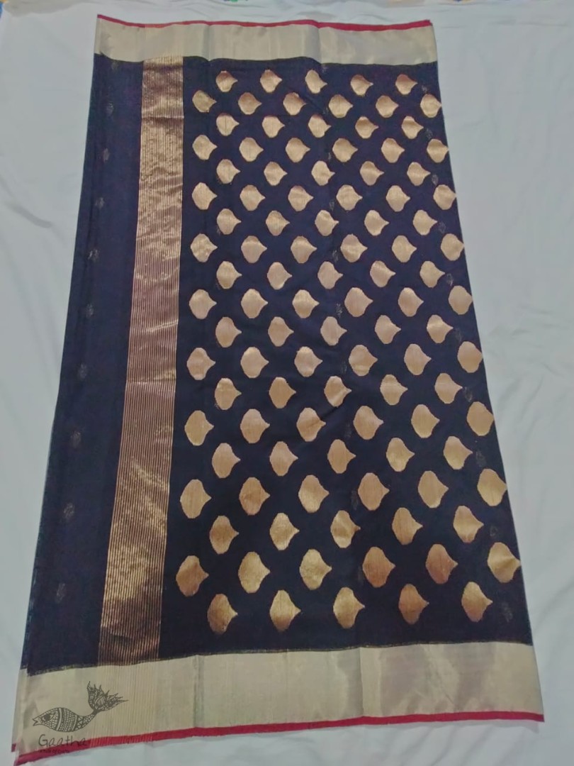 online shop handwoven chandri silk Black saree