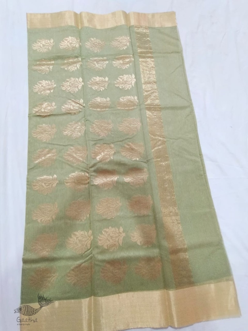 online shop handwoven chandri saree Light Green