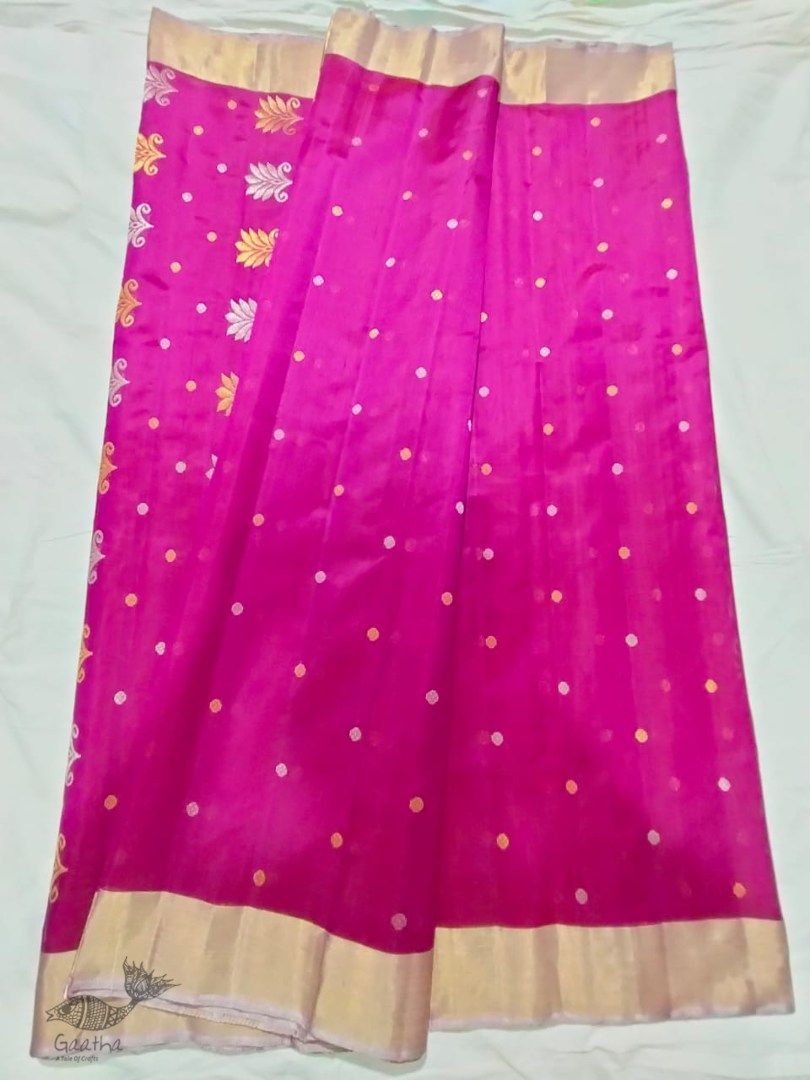 online shop handwoven chandri silk saree