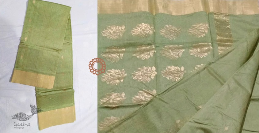 online shop handwoven chandri saree Light Green