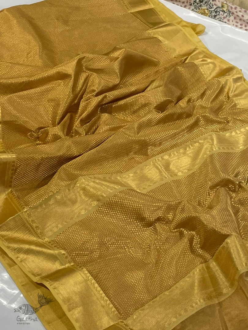 online Handwoven Chanderi Golden Zari Saree