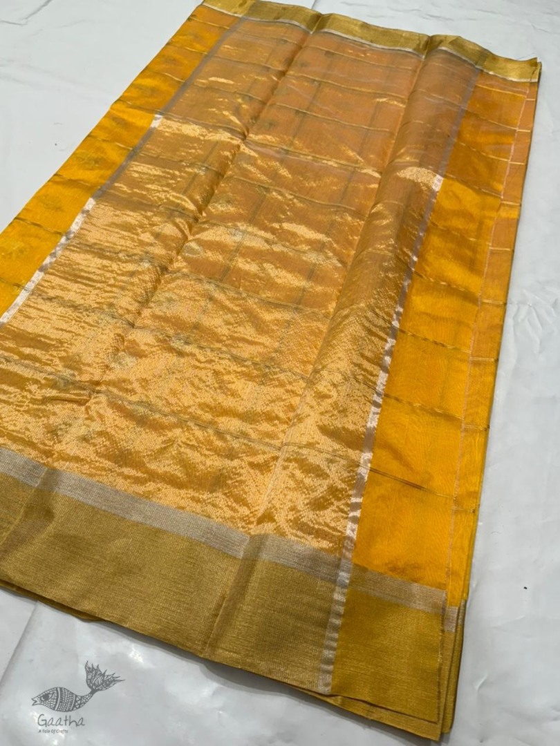 online Handwoven Chanderi Silk Saree - Elephant Motif 