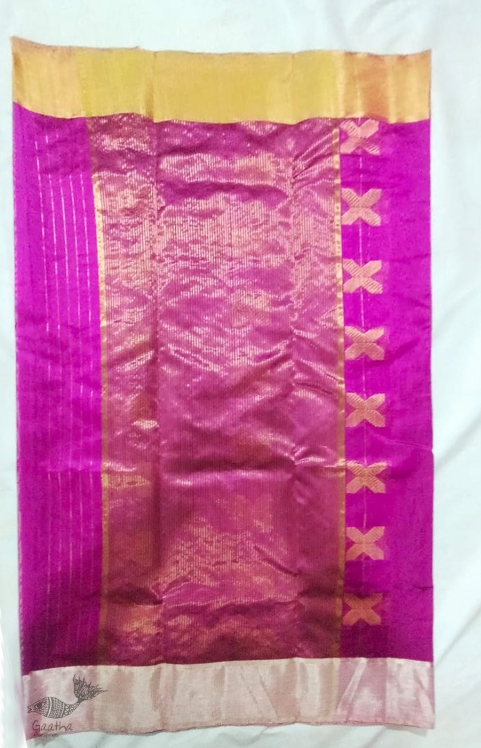 online Handwoven Chanderi Silk Magenta Saree 