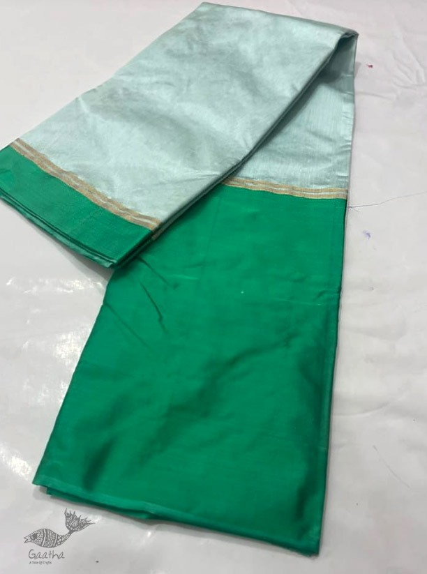 online Handwoven Silk - Chanderi green Border Saree