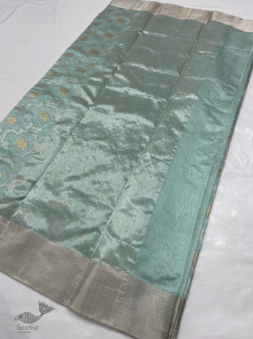 online Handwoven Silk - Chanderi Silver Border Saree