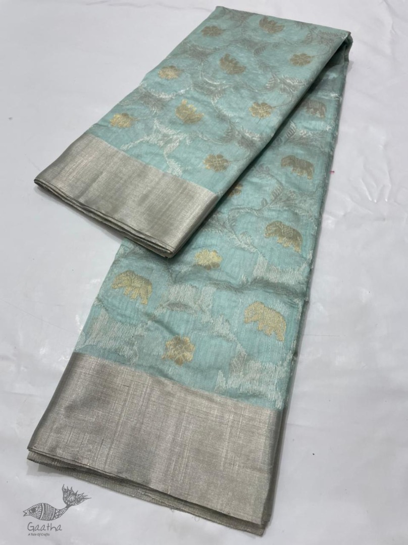 online Handwoven Silk - Chanderi Silver Border Saree