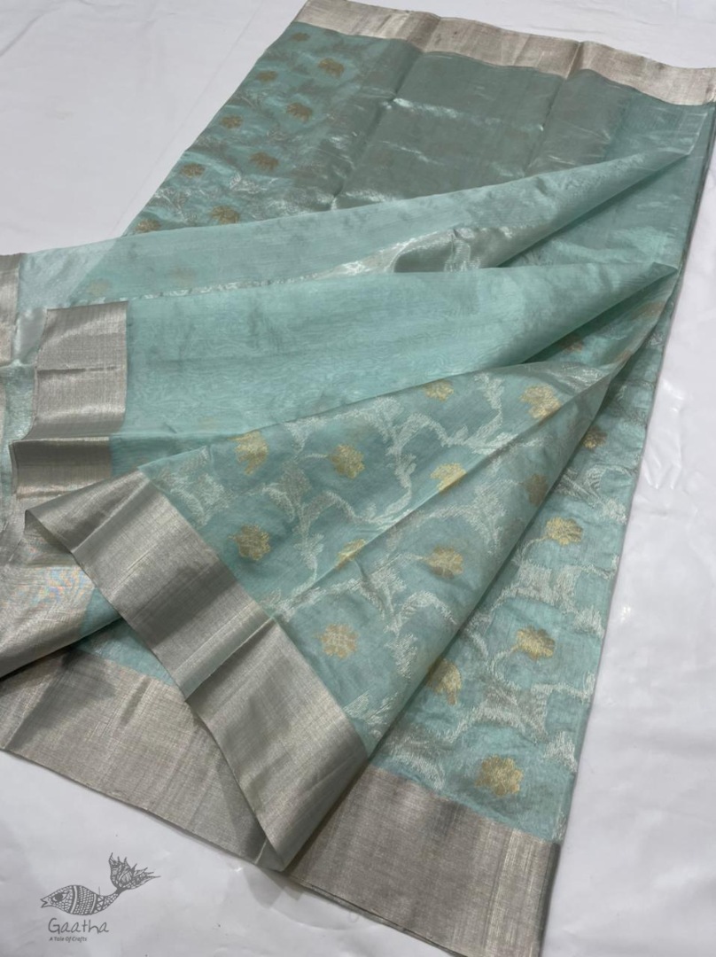 online Handwoven Silk - Chanderi Silver Border Saree