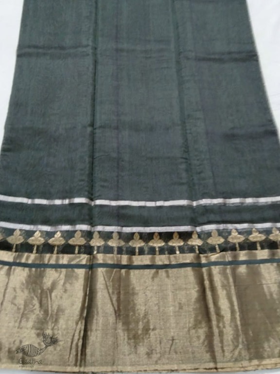 online Handwoven Silk - Chanderi Leaf Motif Saree