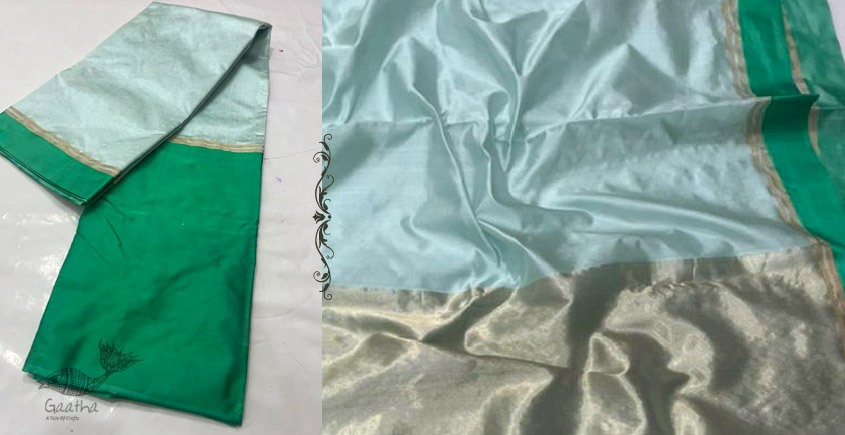 online Handwoven Silk - Chanderi green Border Saree