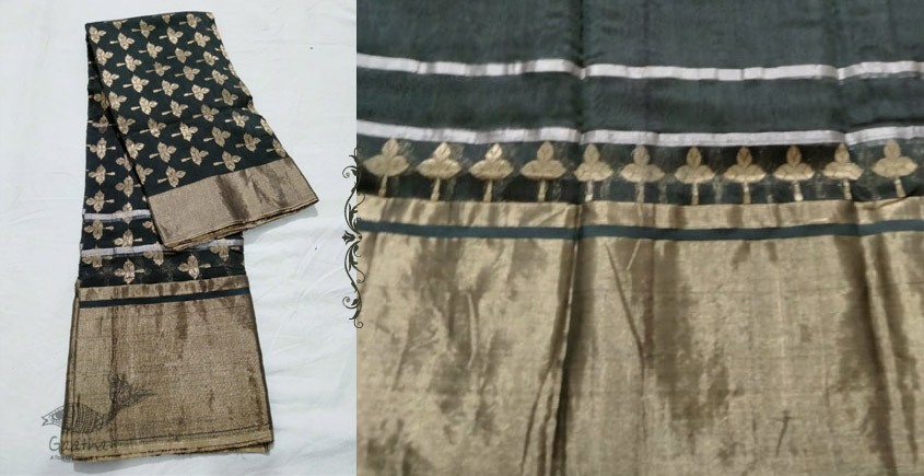 online Handwoven Silk - Chanderi Leaf Motif Saree