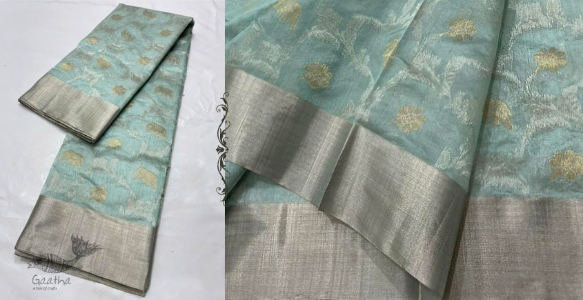 online Handwoven Silk - Chanderi Silver Border Saree