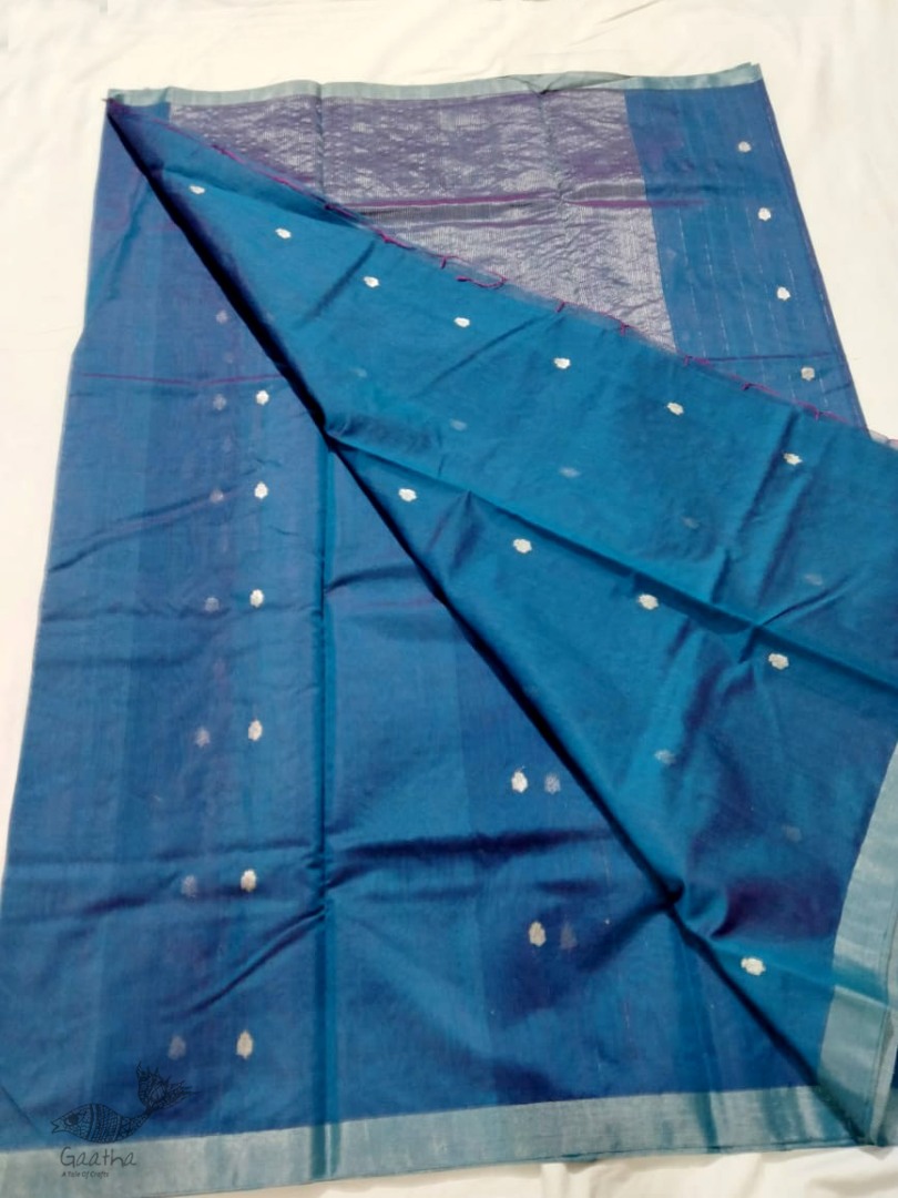 online Chanderi Silk saree -  bluish grey