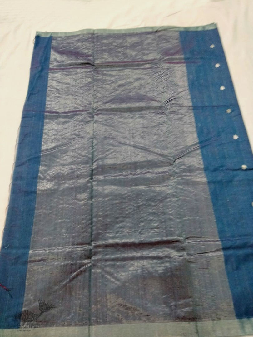 online Chanderi Silk saree -  bluish grey