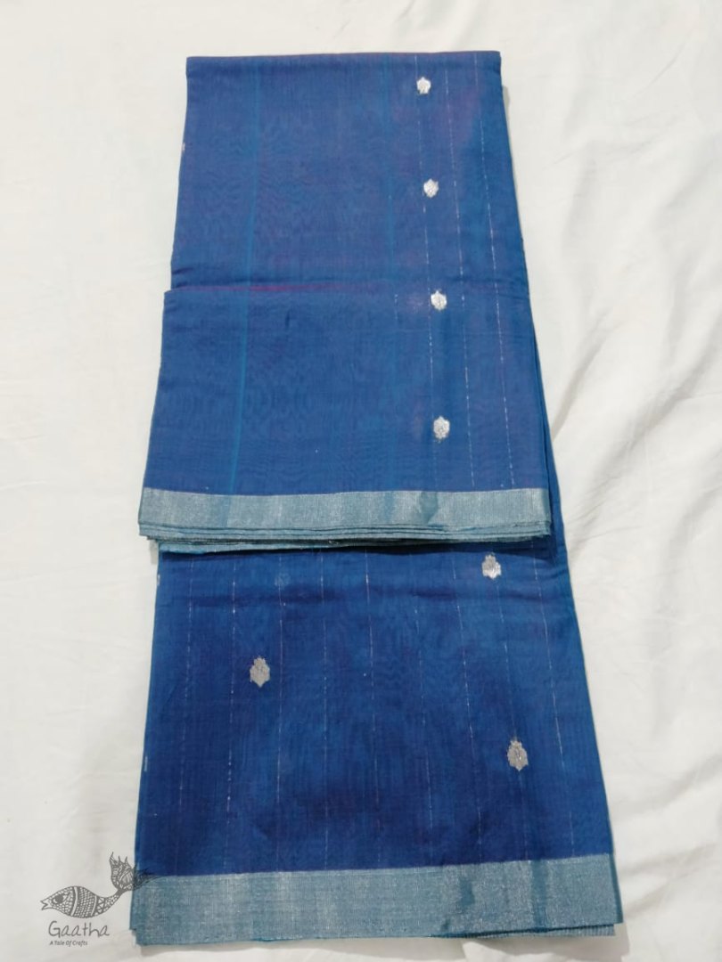 online Chanderi Silk saree -  bluish grey