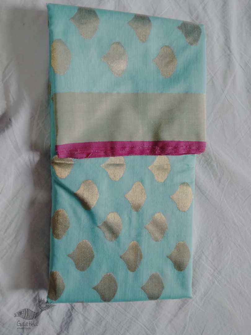 online Chanderi Silk saree - - Sky Blue