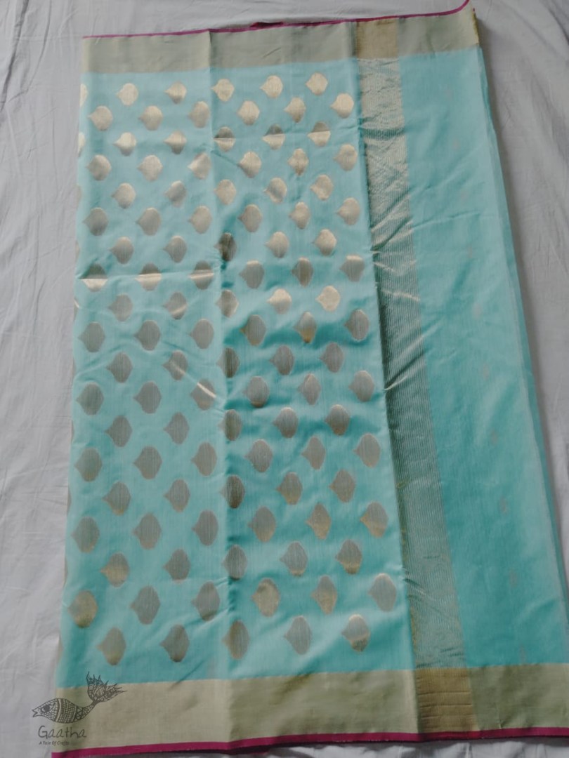 online Chanderi Silk saree - - Sky Blue
