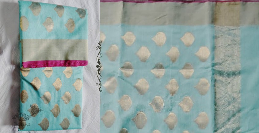 online Chanderi Silk saree - - Sky Blue