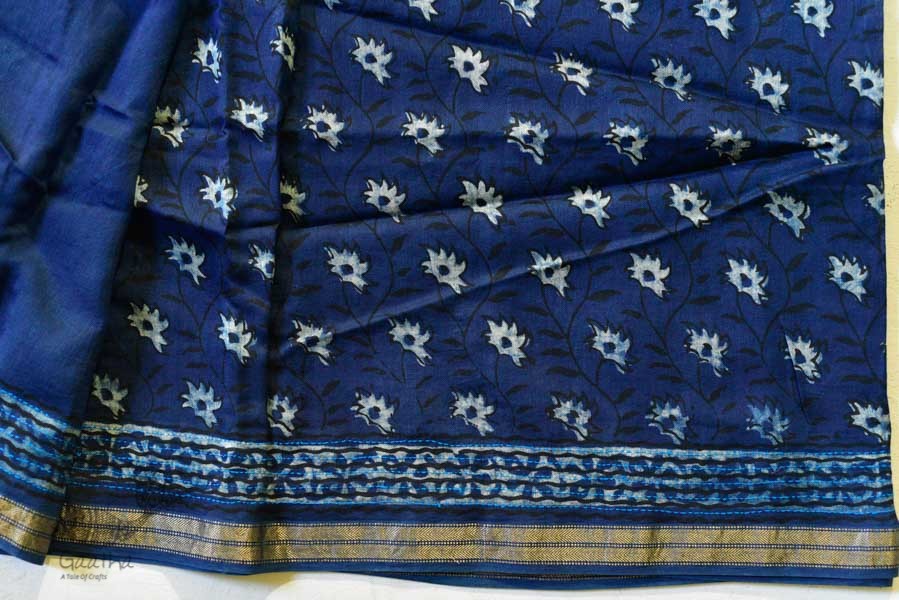 पलक ⚛ Dabu Printed . Embroidered Maheshwari  Saree ⚛ 15