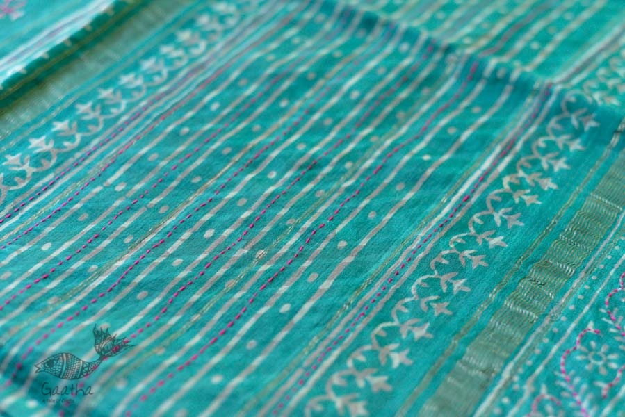 पलक ⚛ Dabu Printed . Embroidered Maheshwari  Saree ⚛ 16