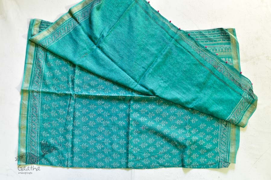 पलक ⚛ Dabu Printed . Embroidered Maheshwari  Saree ⚛ 16