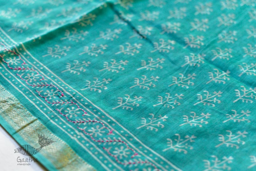 पलक ⚛ Dabu Printed . Embroidered Maheshwari  Saree ⚛ 16