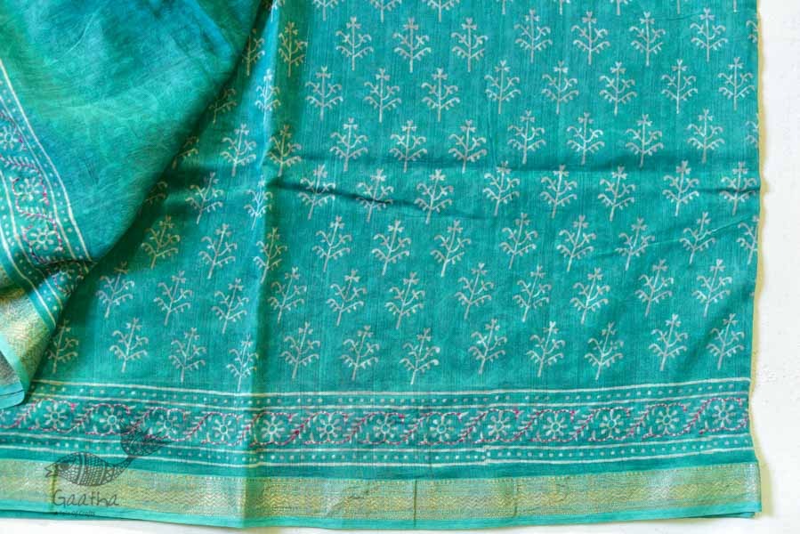 पलक ⚛ Dabu Printed . Embroidered Maheshwari  Saree ⚛ 16