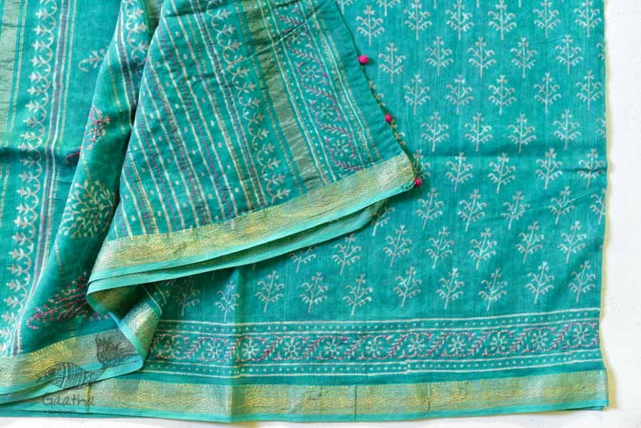 पलक ⚛ Dabu Printed . Embroidered Maheshwari  Saree ⚛ 16