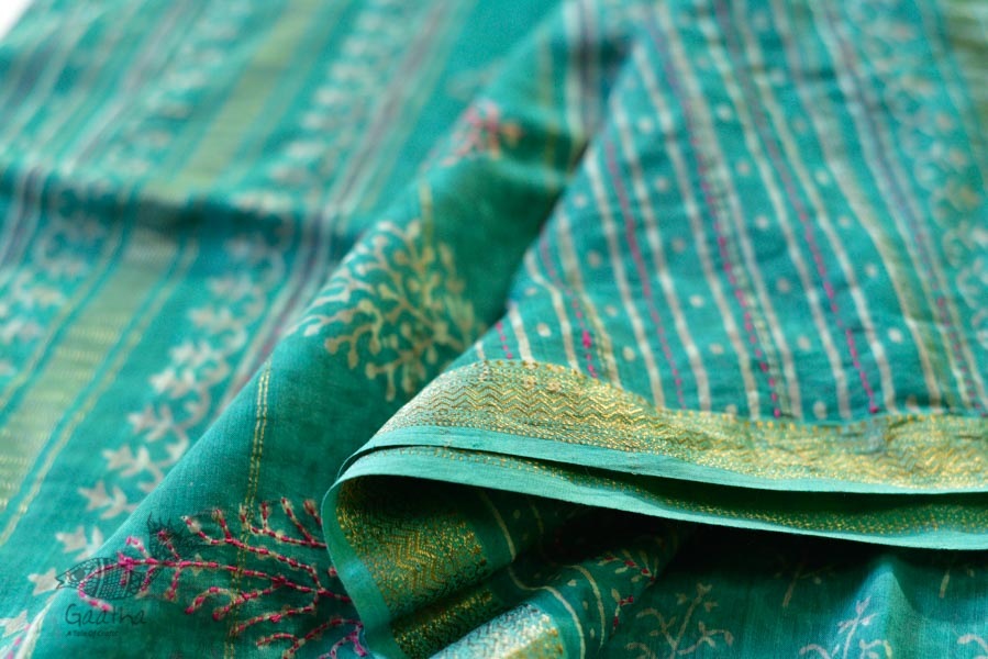 पलक ⚛ Dabu Printed . Embroidered Maheshwari  Saree ⚛ 16
