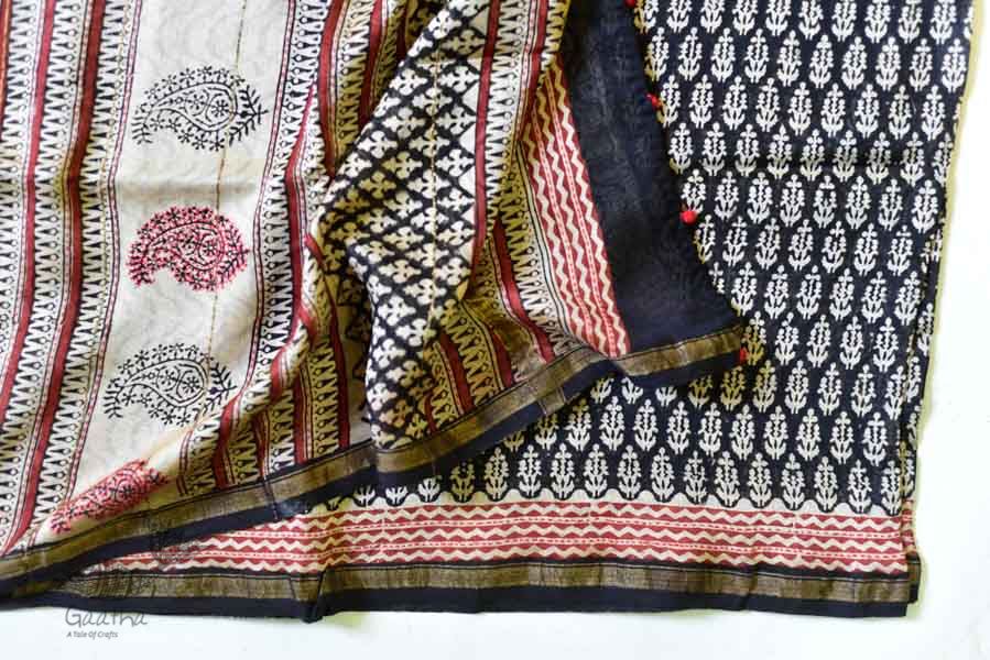 पलक ⚛ Dabu Printed . Embroidered Chanderi Saree ⚛ 4