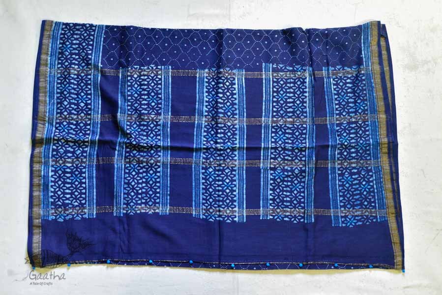 पलक ⚛ Dabu Printed . Embroidered Maheshwari  Saree ⚛ 11