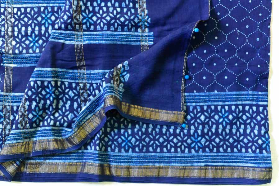 पलक ⚛ Dabu Printed . Embroidered Maheshwari  Saree ⚛ 11