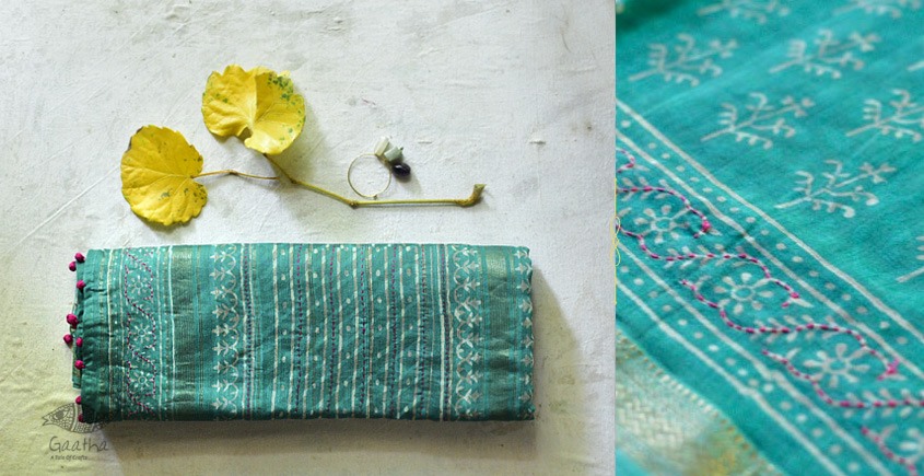 पलक ⚛ Dabu Printed . Embroidered Maheshwari  Saree ⚛ 16