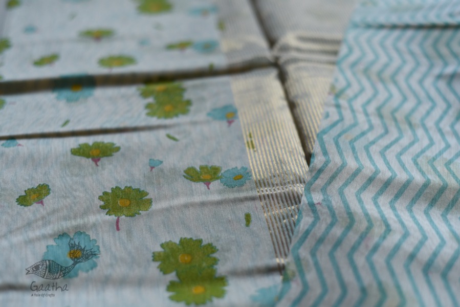 Handloom Chanderi Printed Saree - with flower motif