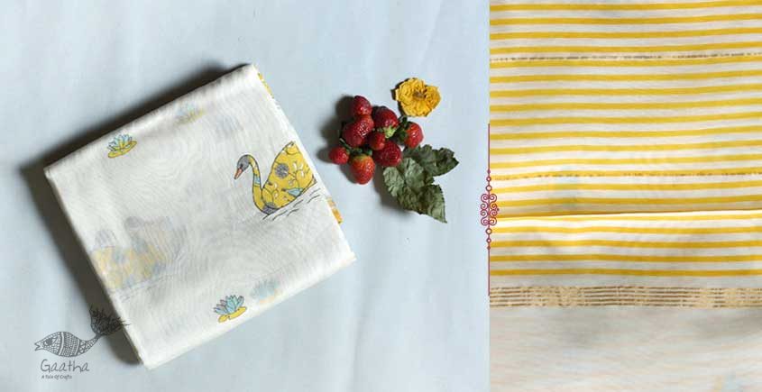 Handloom Chanderi Printed Saree in white 