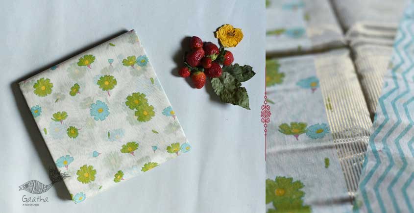 Handloom Chanderi Printed Saree - with flower motif