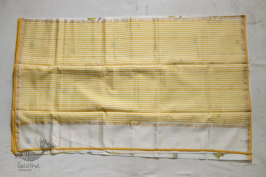 Handloom Chanderi Printed Saree in white 
