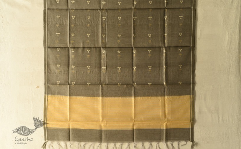 shop Chanderi Woven Boota Grey Dupatta