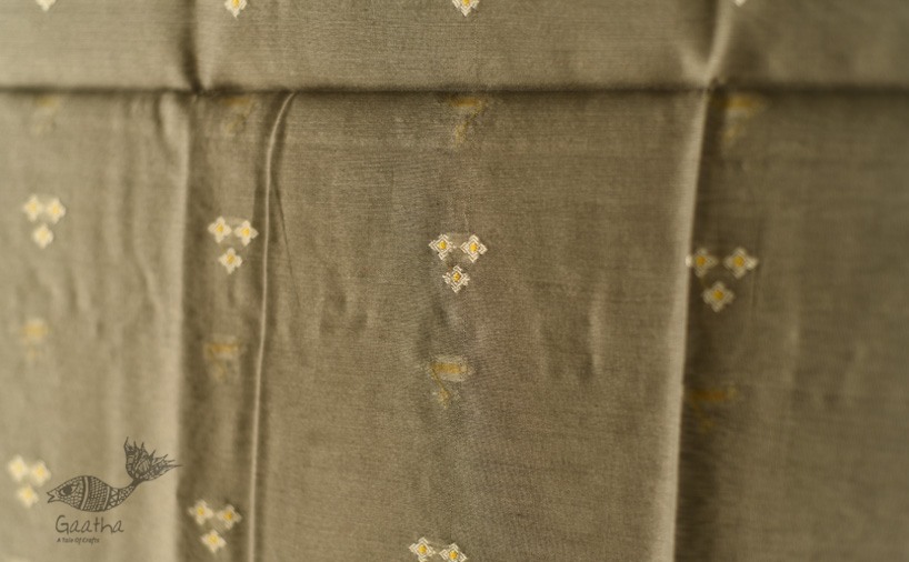 shop Chanderi Woven Boota Grey Dupatta