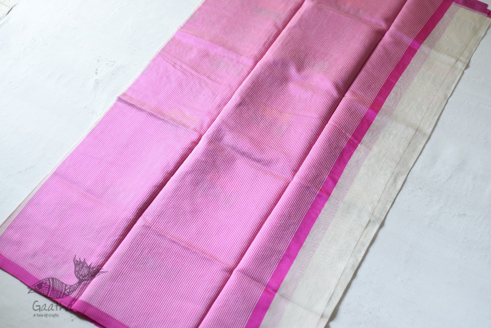 Handloom Chanderi Saree - Woven Tulip Flowers