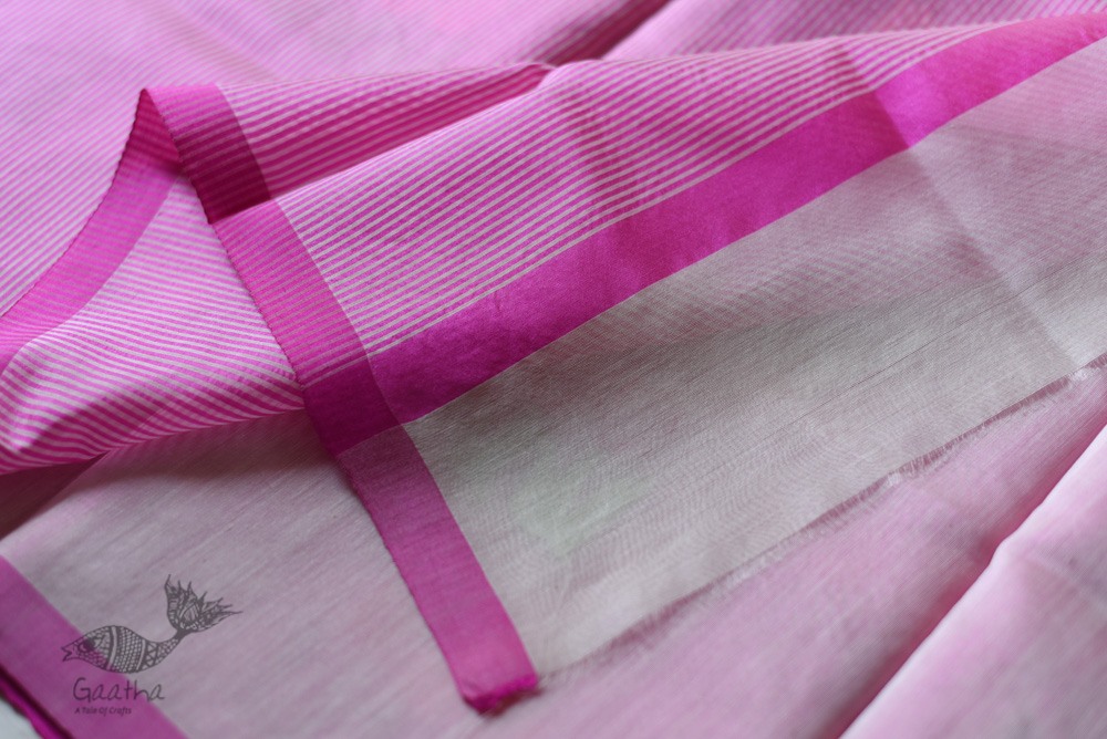 Handloom Chanderi Saree - Woven Tulip Flowers