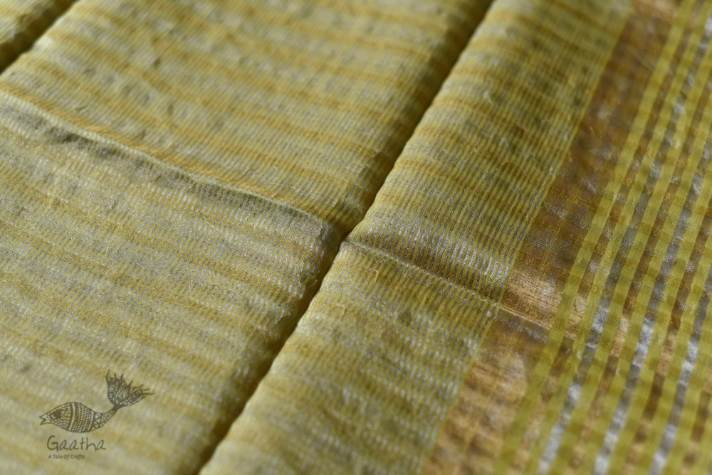 handloom Chanderi Woven Zari Checks Yellow Saree