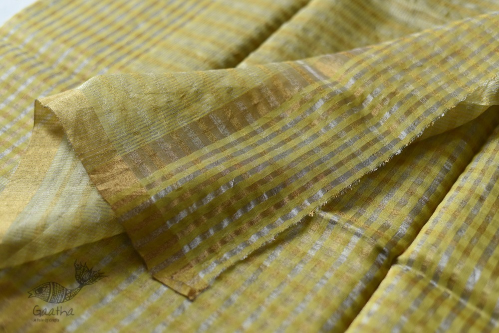 handloom Chanderi Woven Zari Checks Yellow Saree