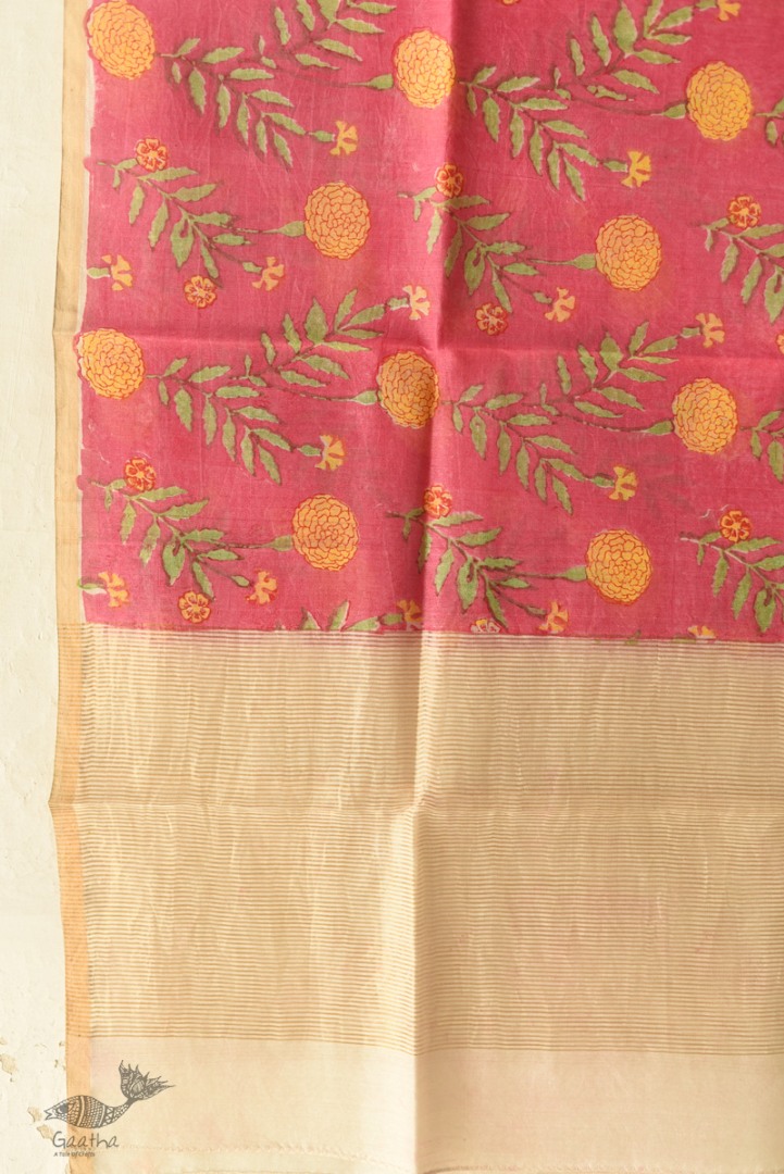 shop Block Printed Chanderi Dupatta