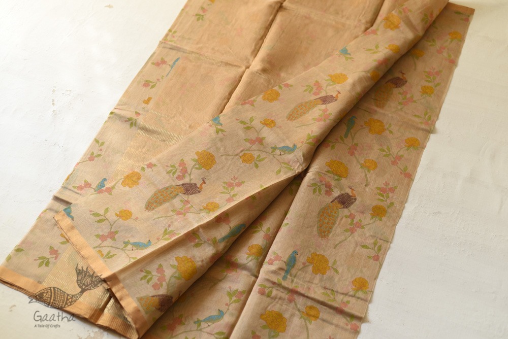 Handloom Printed Chanderi Saree